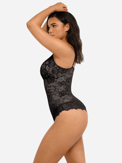 Body en dentelle à col en V