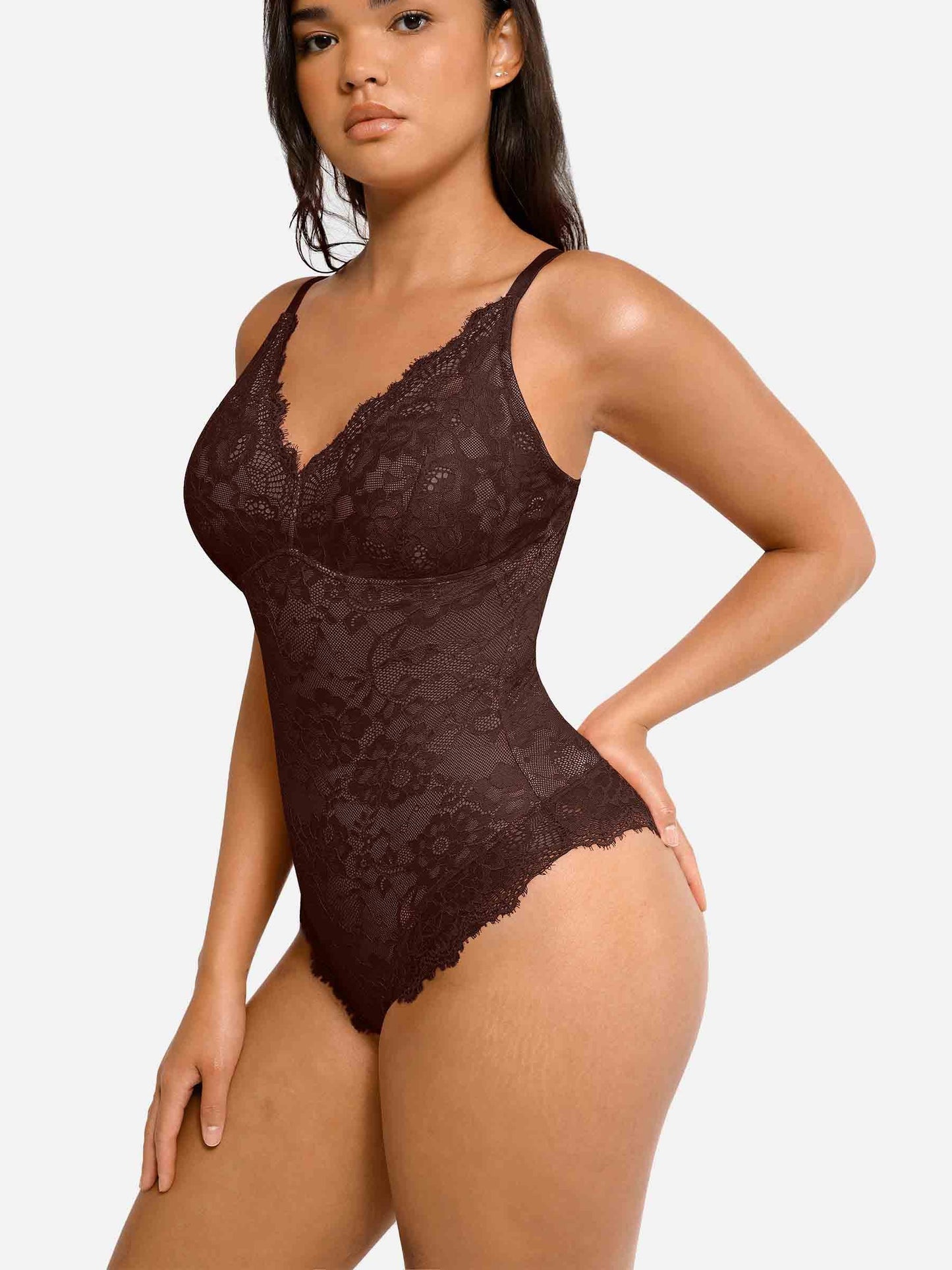 Lace V Neck Full Bodysuit