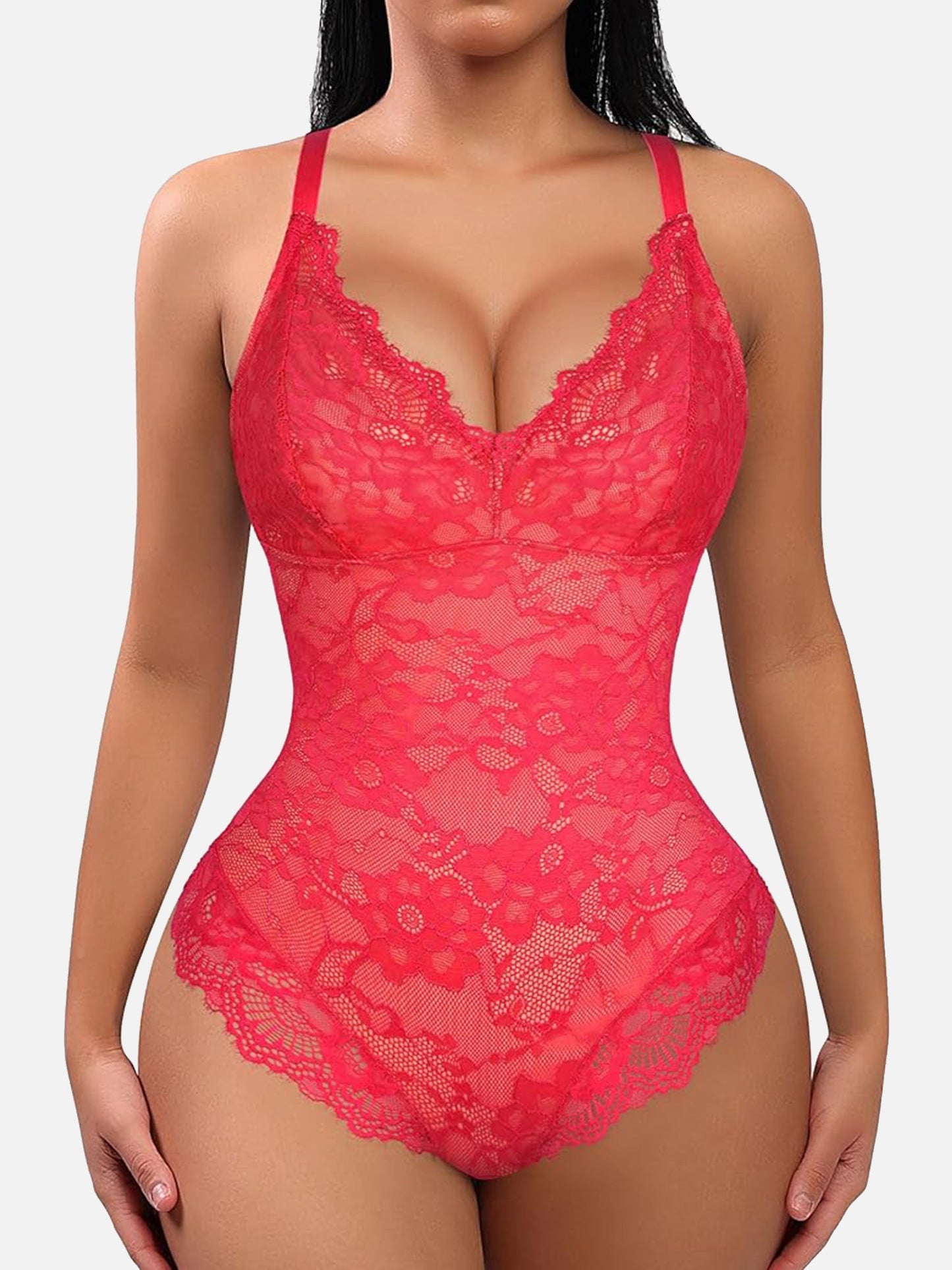 Body en dentelle à col en V