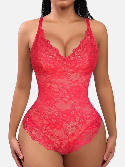 Body en dentelle à col en V