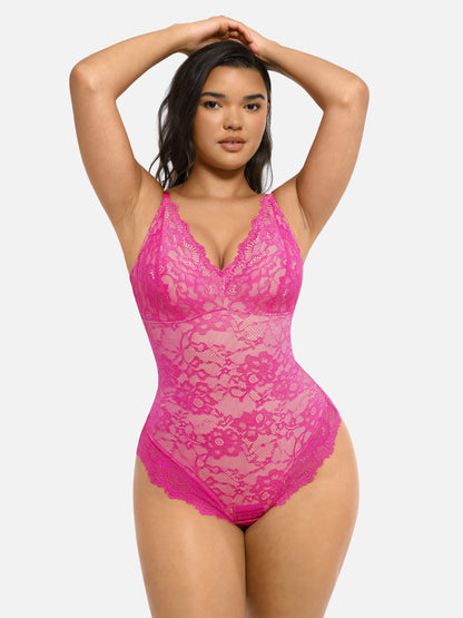 Body en dentelle à col en V