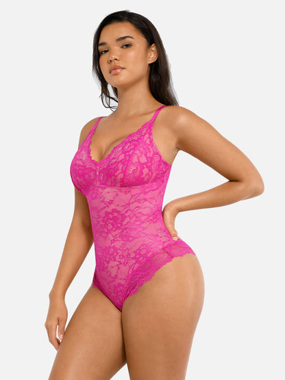 Body en dentelle à col en V