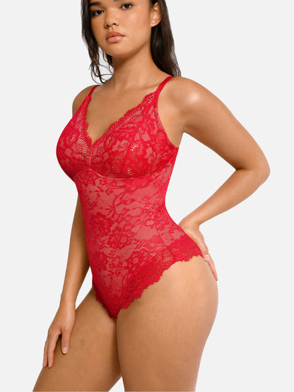 Body en dentelle à col en V