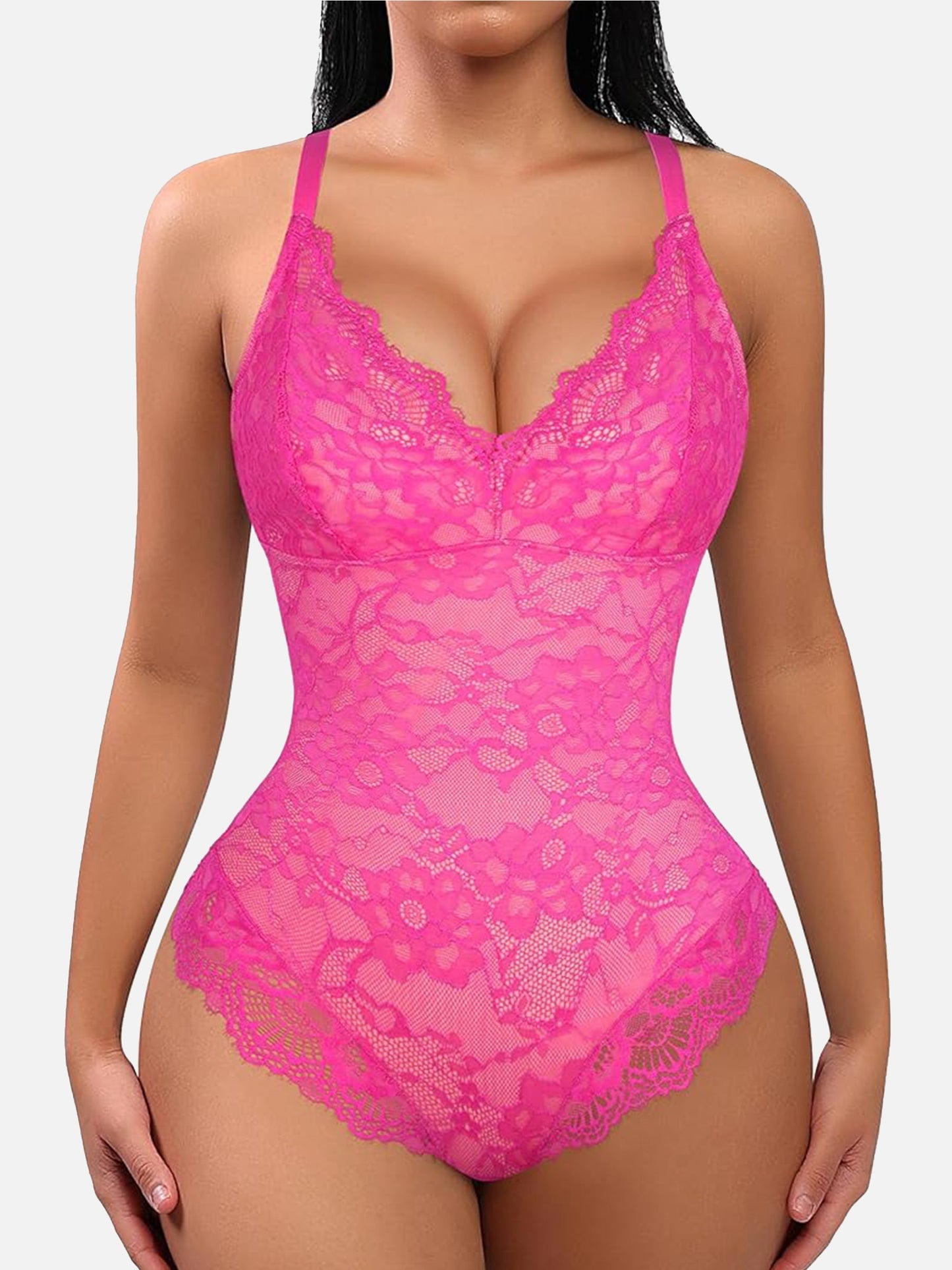 Body en dentelle à col en V