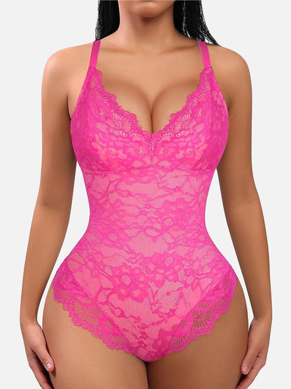 Body en dentelle à col en V