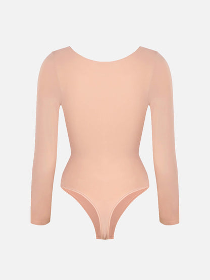 Seamless Long Sleeve Tummy Control Thong Bodysuit