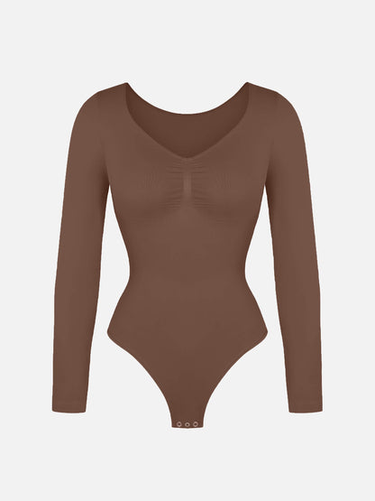 Seamless Long Sleeve Tummy Control Thong Bodysuit