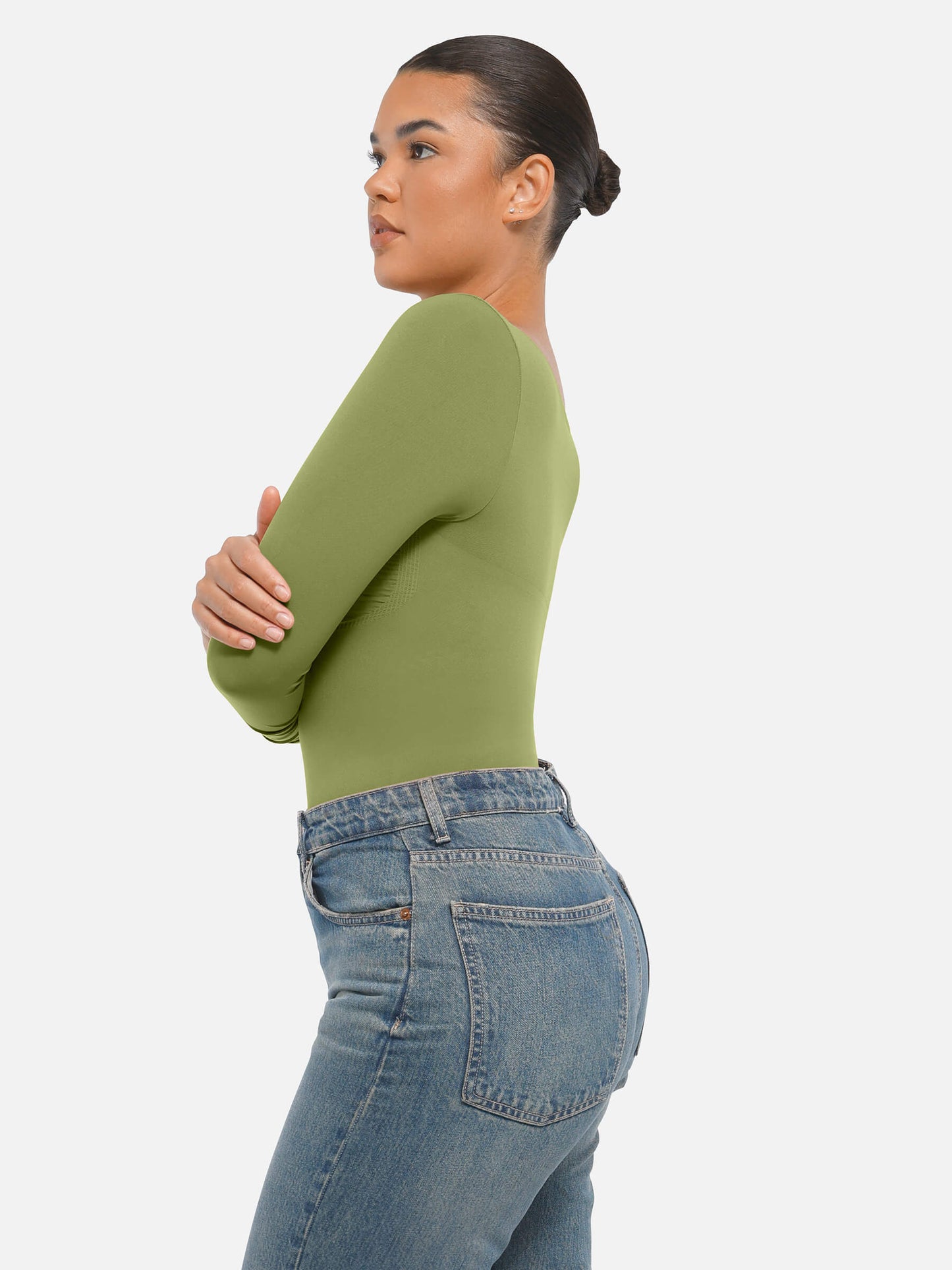 Seamless Long Sleeve Tummy Control Thong Bodysuit