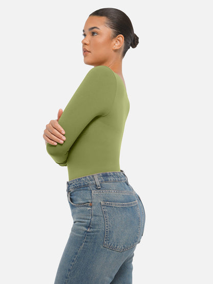 Seamless Long Sleeve Tummy Control Thong Bodysuit