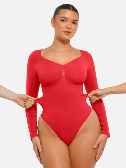 Seamless Long Sleeve Tummy Control Thong Bodysuit