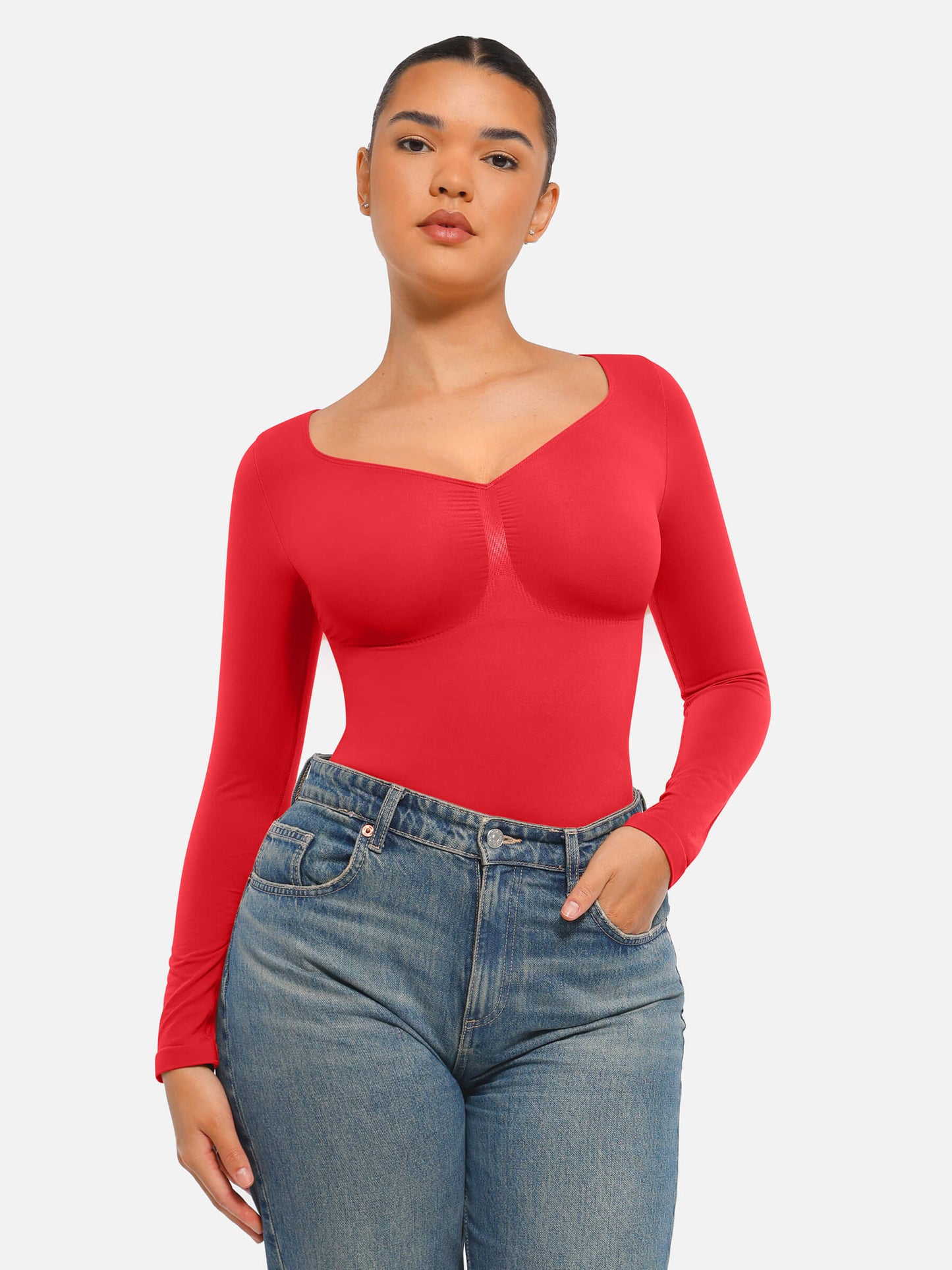 Seamless Long Sleeve Tummy Control Thong Bodysuit