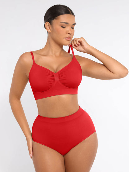 Ensemble soutien-gorge sans armature et culotte gainante sans couture 