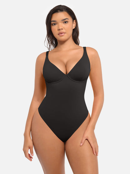 Bodysuit mit V-Ausschnitt und Bauchkontrolle