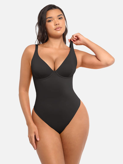 Bodysuit mit V-Ausschnitt und Bauchkontrolle