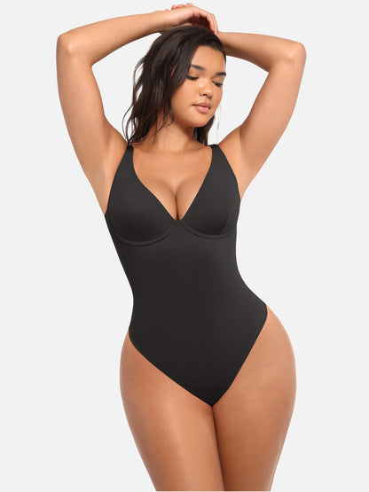 Bodysuit mit V-Ausschnitt und Bauchkontrolle