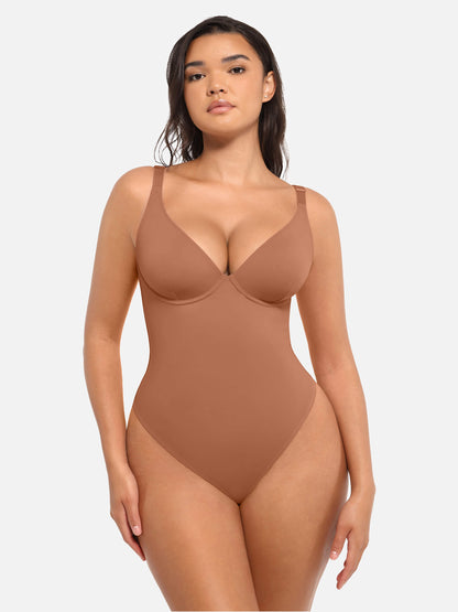 Bodysuit mit V-Ausschnitt und Bauchkontrolle