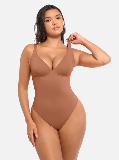 V Neck Tummy Control Bodysuit