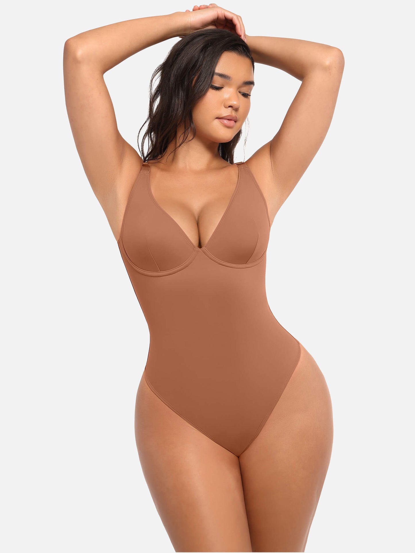 Bodysuit mit V-Ausschnitt und Bauchkontrolle