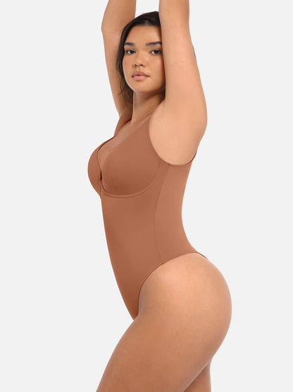 Bodysuit mit V-Ausschnitt und Bauchkontrolle