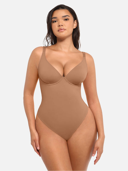 Bodysuit mit V-Ausschnitt und Bauchkontrolle