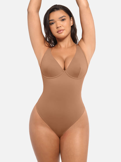 Bodysuit mit V-Ausschnitt und Bauchkontrolle