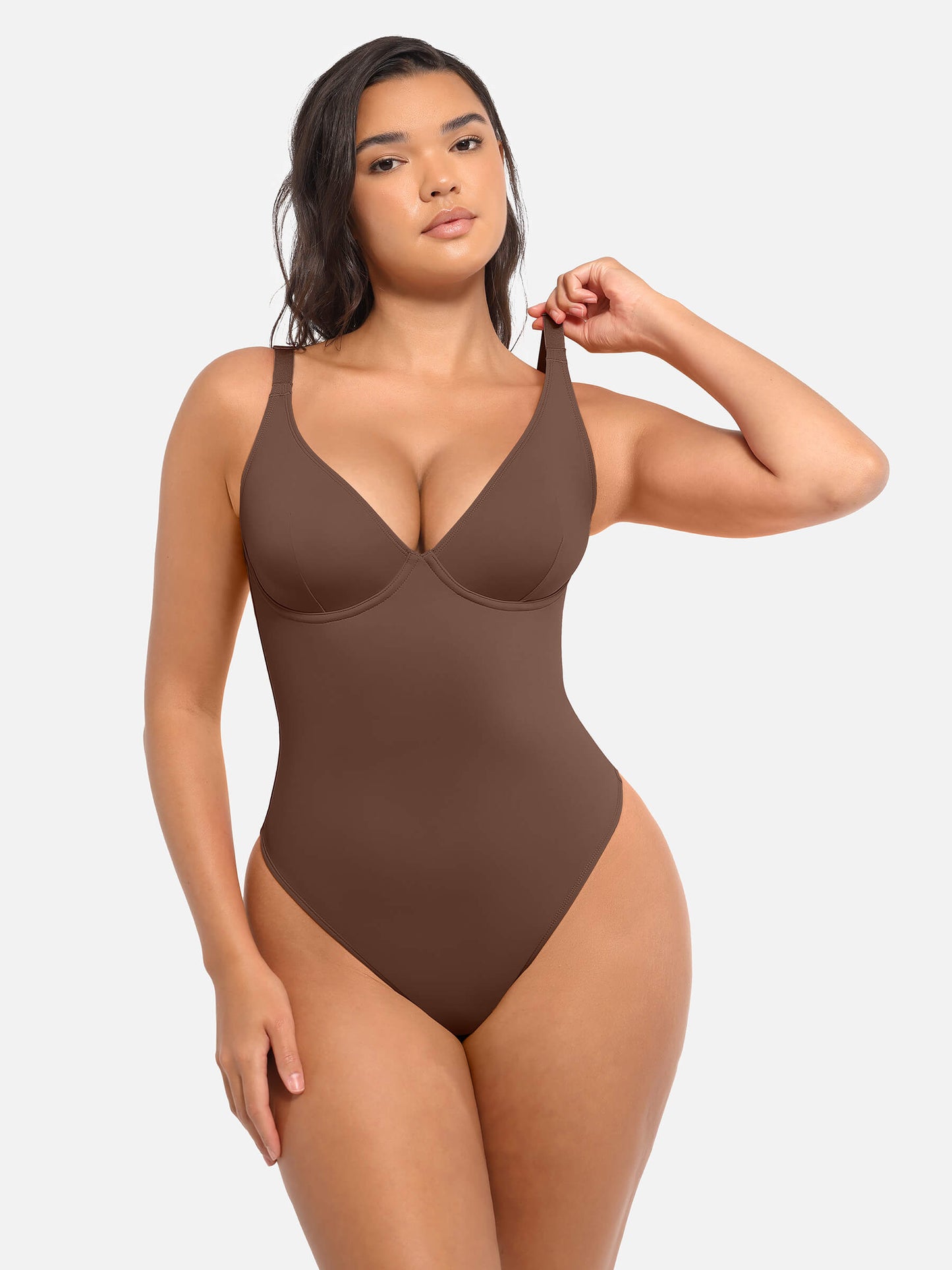 Bodysuit mit V-Ausschnitt und Bauchkontrolle