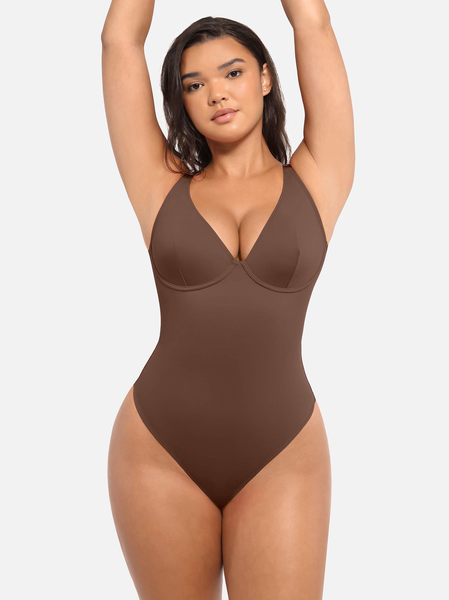 Bodysuit mit V-Ausschnitt und Bauchkontrolle