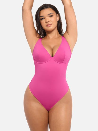 V Neck Tummy Control Bodysuit