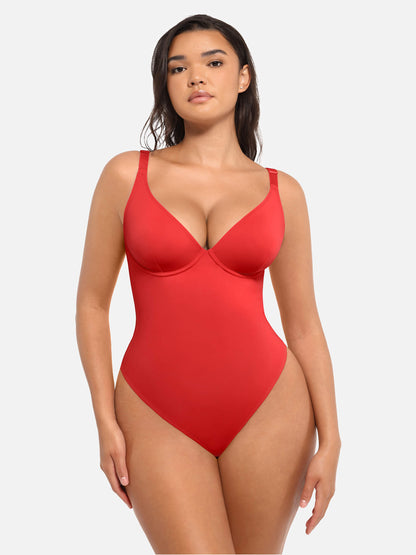 Bodysuit mit V-Ausschnitt und Bauchkontrolle