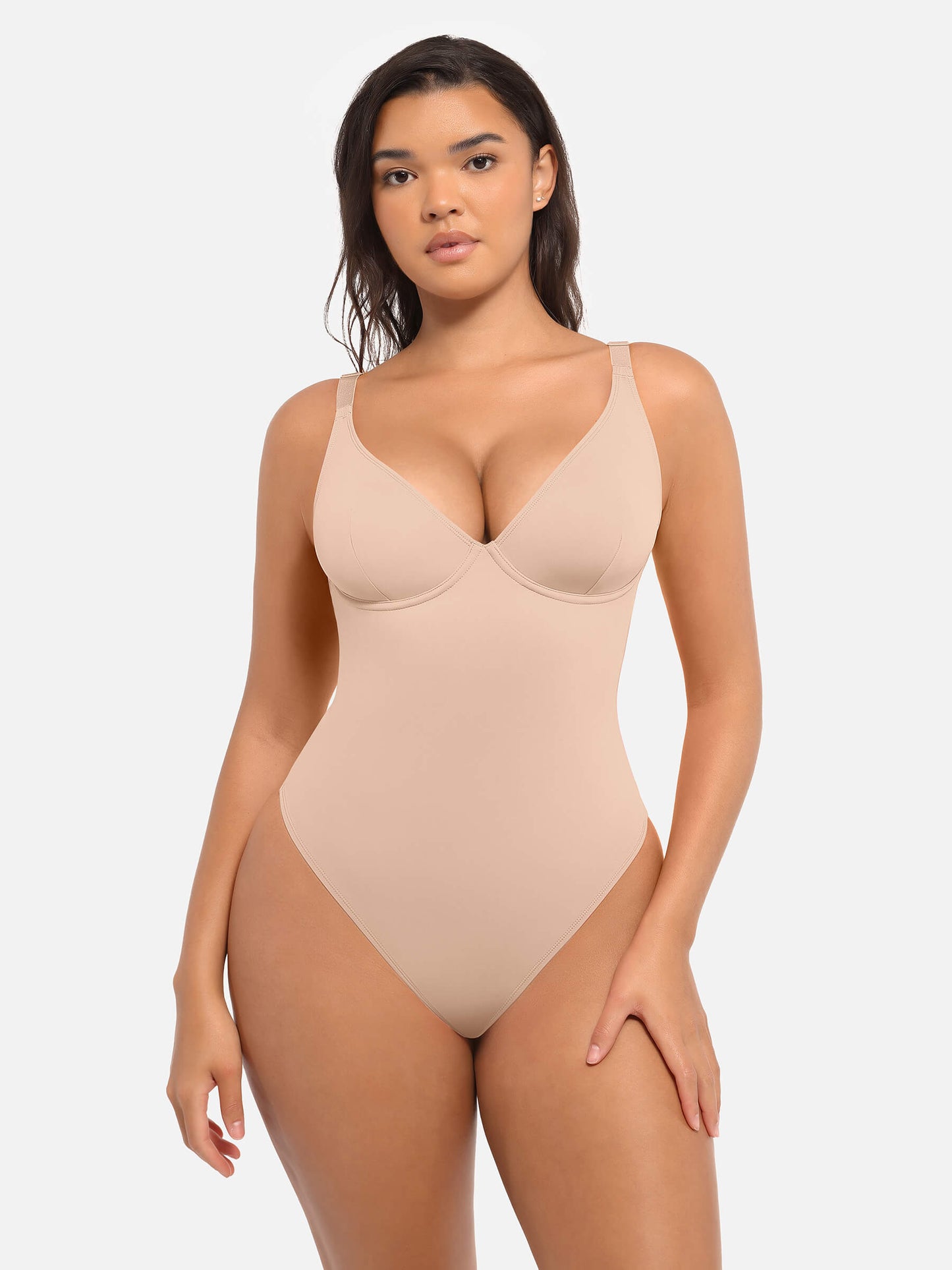 Bodysuit mit V-Ausschnitt und Bauchkontrolle