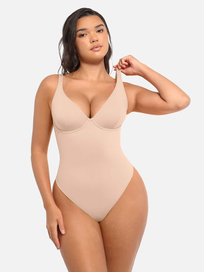 Bodysuit mit V-Ausschnitt und Bauchkontrolle