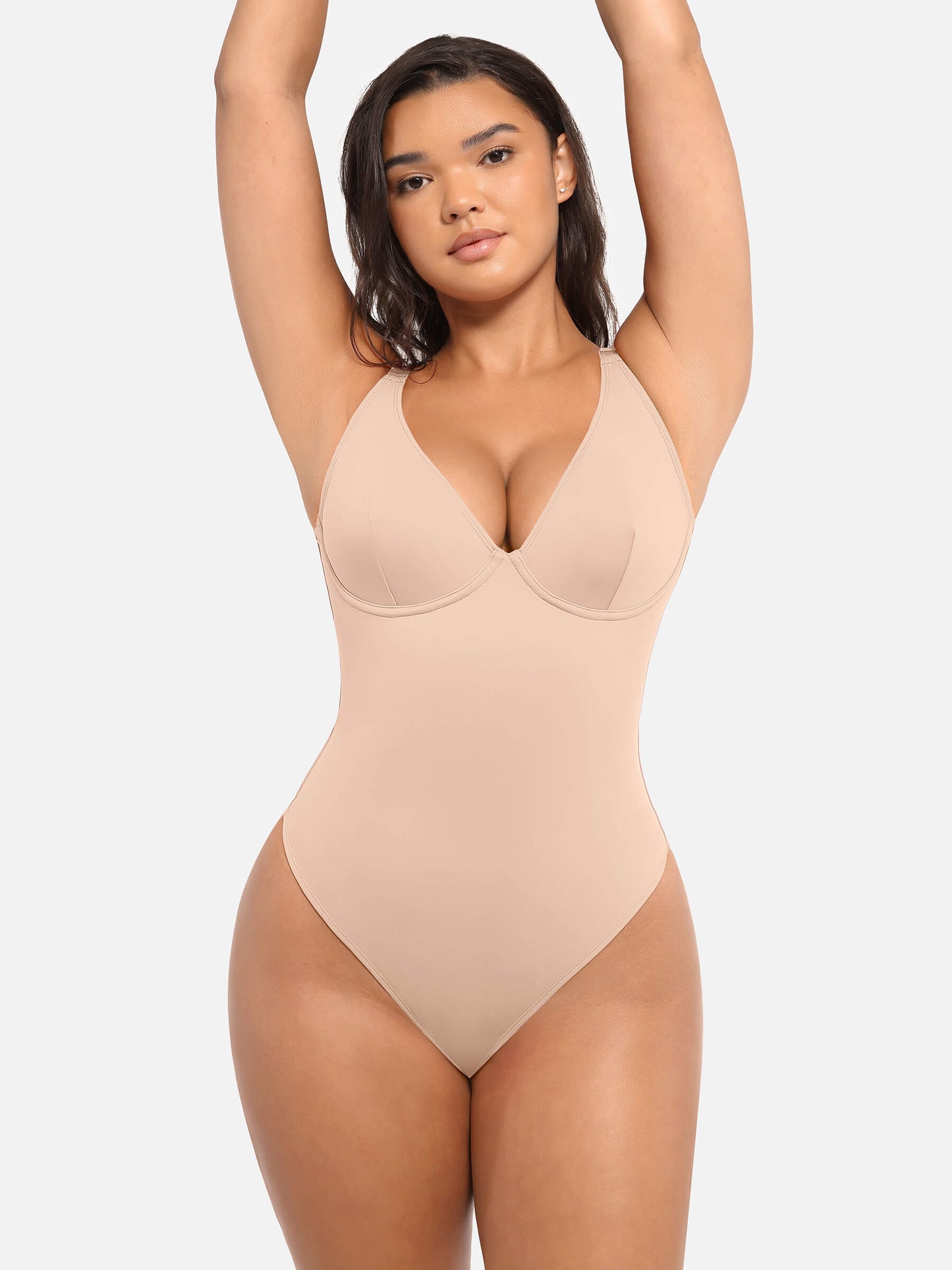 Bodysuit mit V-Ausschnitt und Bauchkontrolle