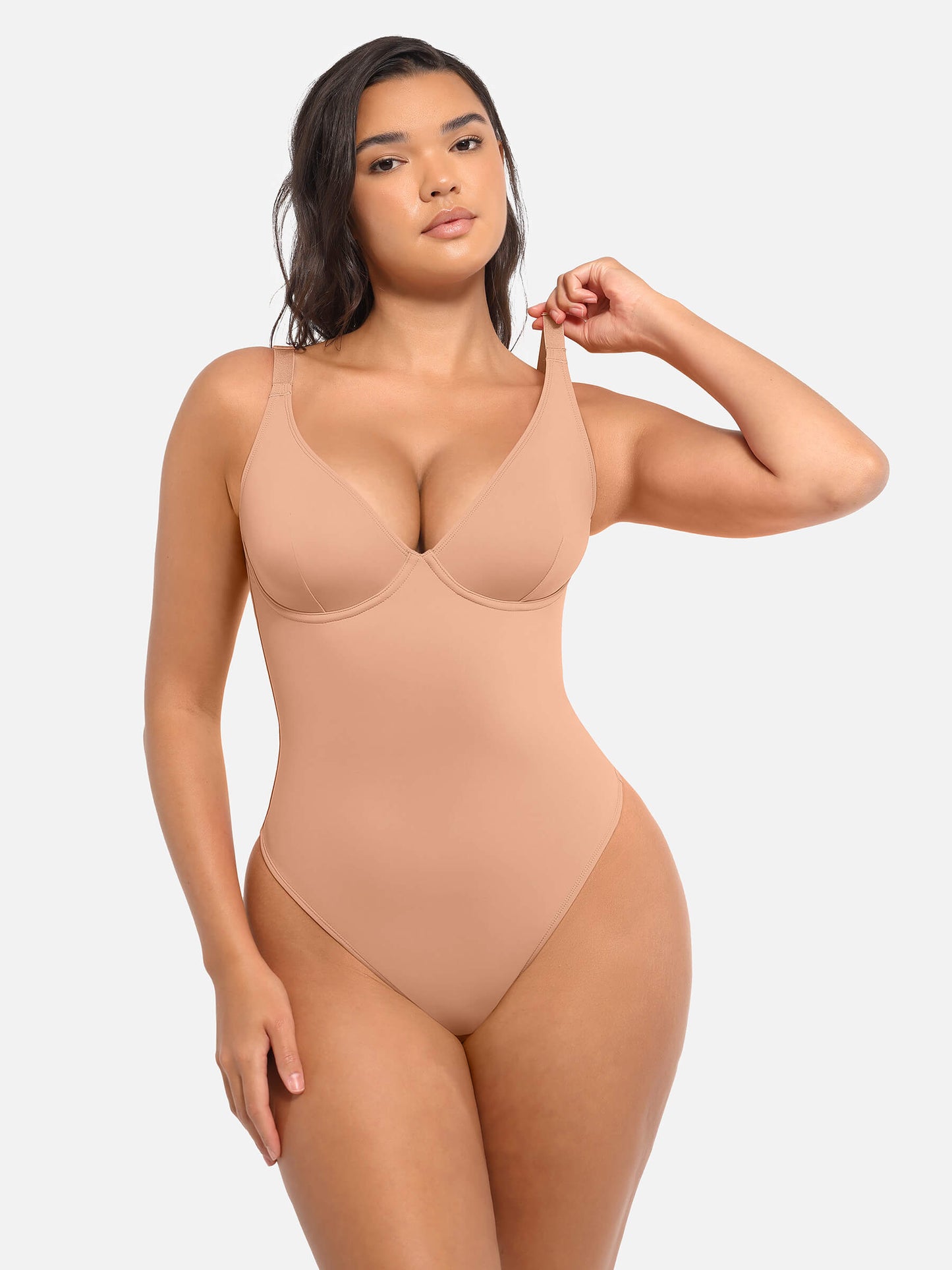 Bodysuit mit V-Ausschnitt und Bauchkontrolle