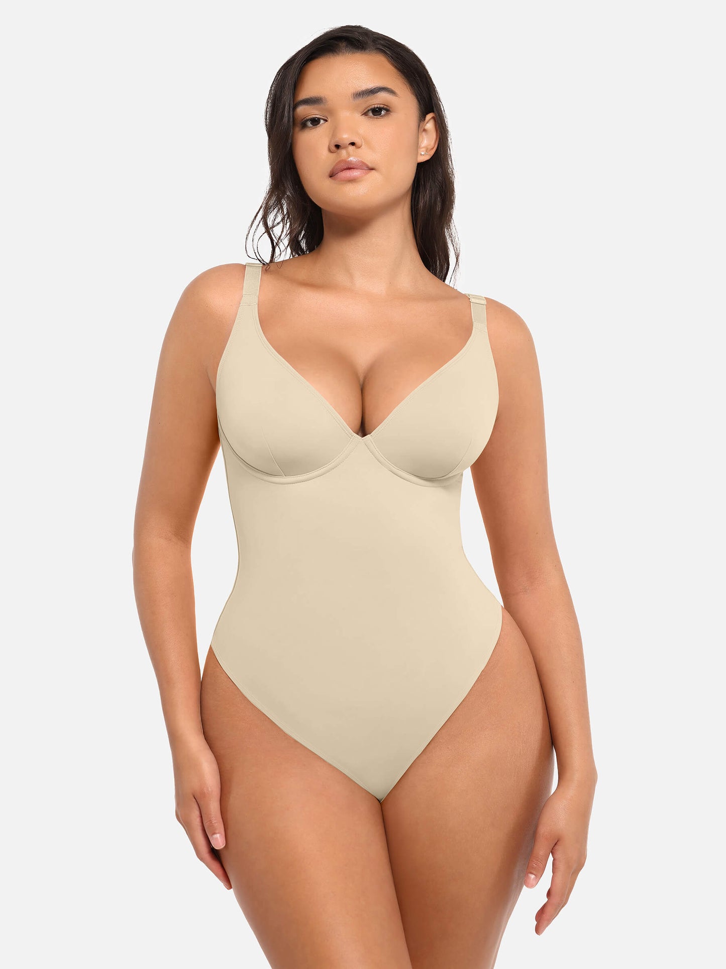 Bodysuit mit V-Ausschnitt und Bauchkontrolle