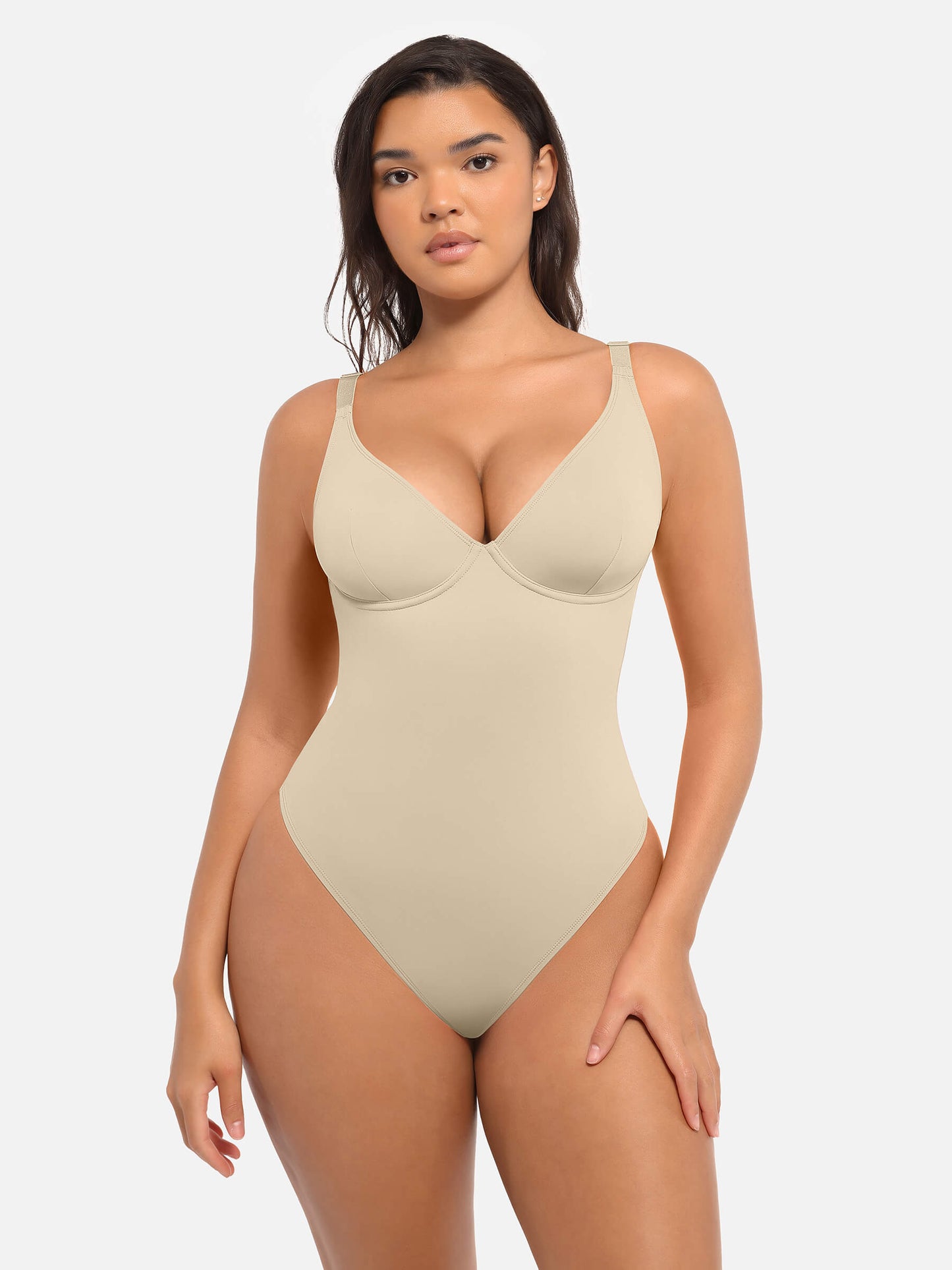 Bodysuit mit V-Ausschnitt und Bauchkontrolle