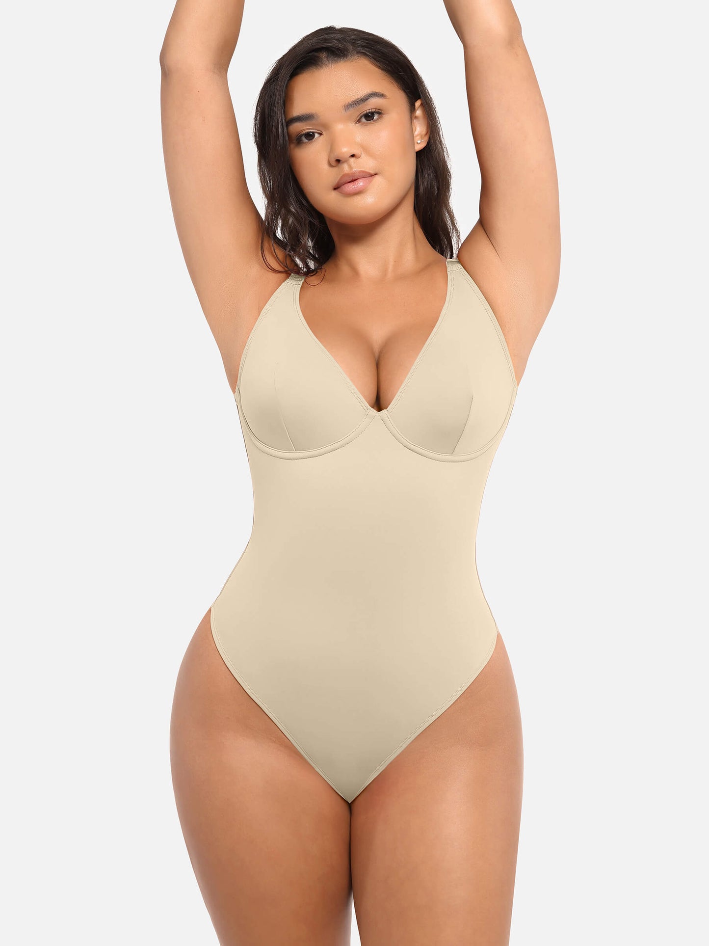 Bodysuit mit V-Ausschnitt und Bauchkontrolle