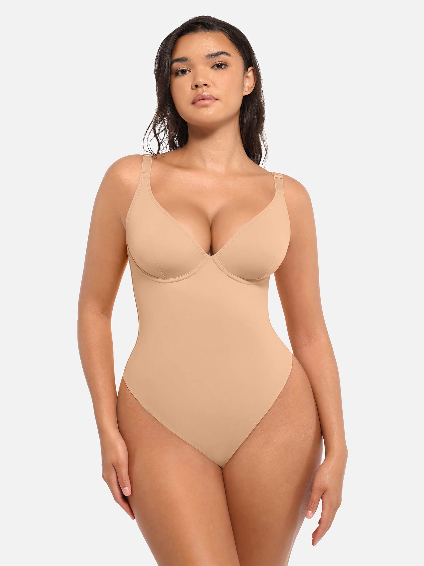 Bodysuit mit V-Ausschnitt und Bauchkontrolle