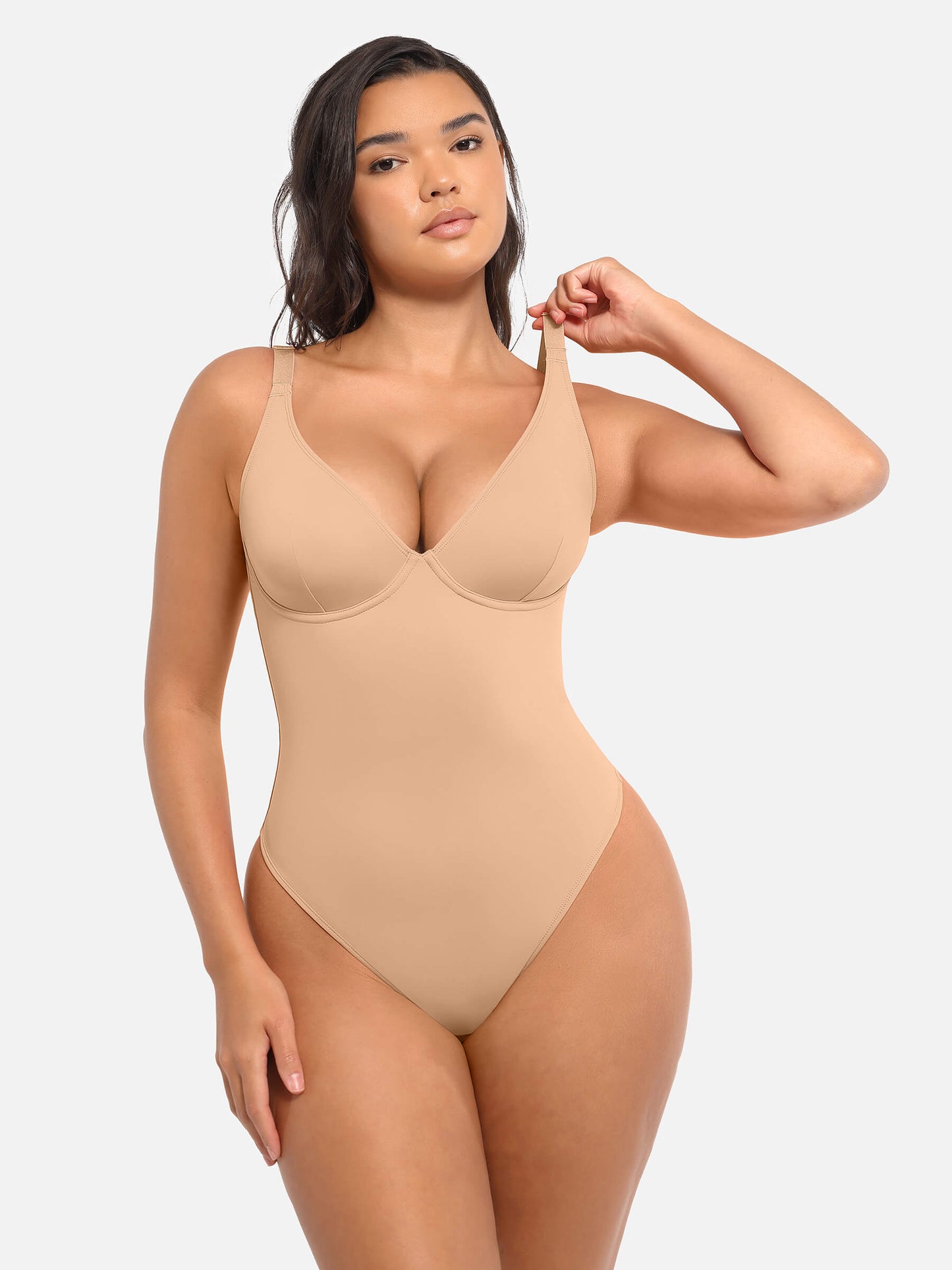 Bodysuit mit V-Ausschnitt und Bauchkontrolle