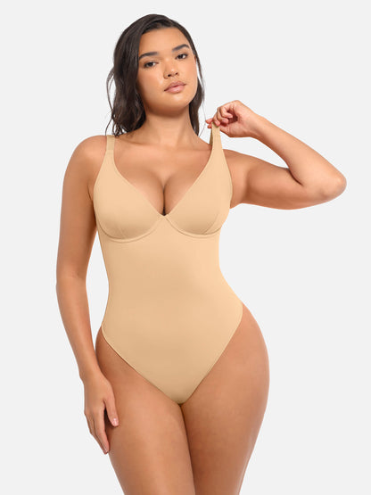 Bodysuit mit V-Ausschnitt und Bauchkontrolle