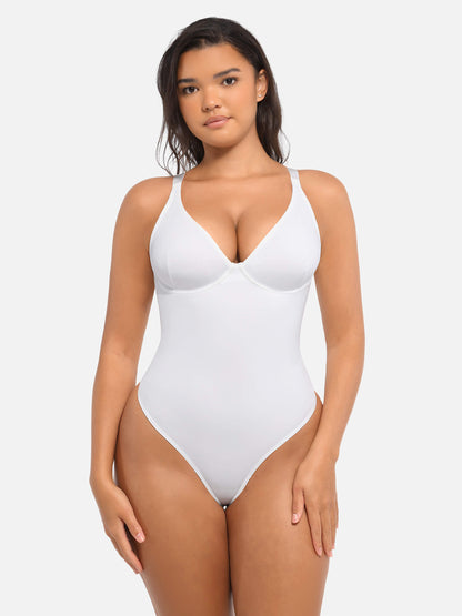 Bodysuit mit V-Ausschnitt und Bauchkontrolle