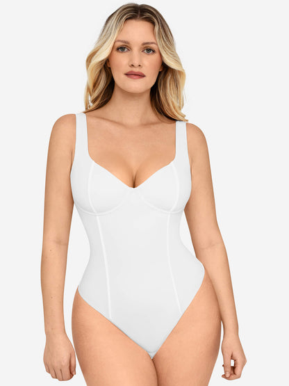 Full Body Wide Strap V-Neck Bodysuit