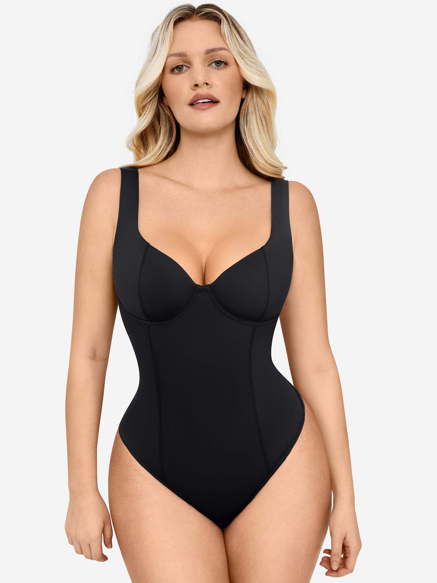 Full Body Wide Strap V-Neck Bodysuit