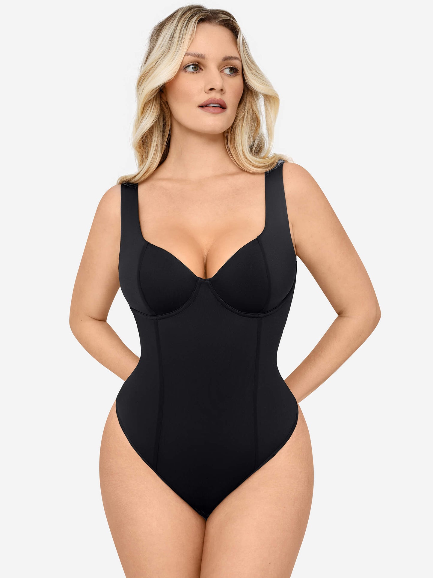 Full Body Wide Strap V-Neck Bodysuit