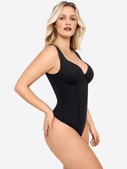 Full Body Wide Strap V-Neck Bodysuit