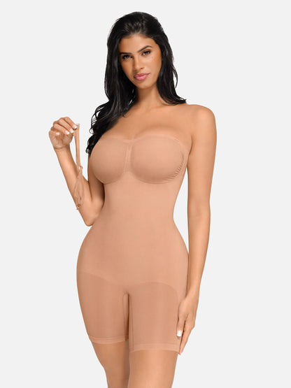 Seamless Strapless Bodysuit with Removable Straps