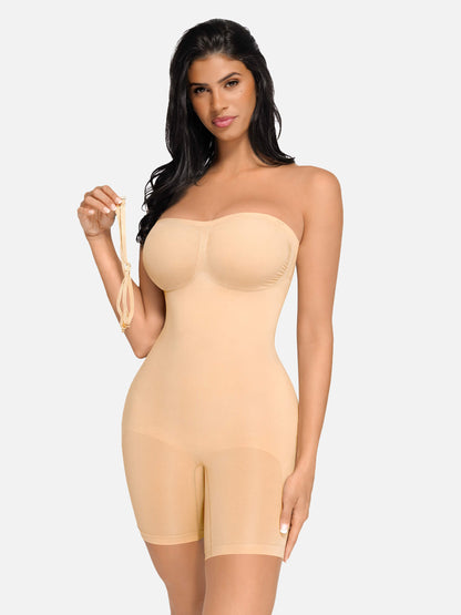 Seamless Strapless Bodysuit with Removable Straps