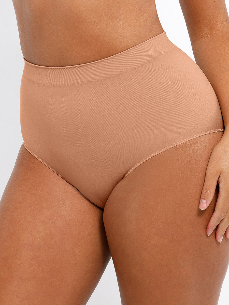 Feelingirl Culotte taille haute sans coutures avec contrôle du ventre antibactérienne couleur pêche