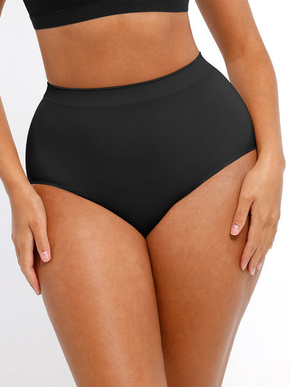 Feelingirl Culotte taille haute sans coutures avec contrôle du ventre antibactérienne couleur pêche