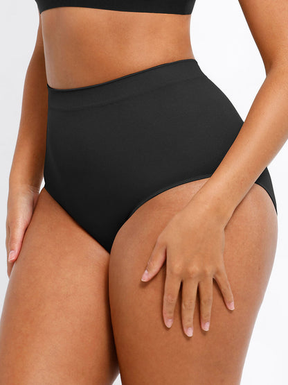 Feelingirl Culotte taille haute sans coutures avec contrôle du ventre antibactérienne couleur pêche